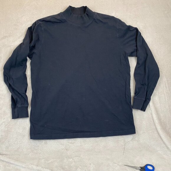 Lands End Men's Shirt Large 42-44 Black Long-Sleeve Super-T Mock Turtleneck Cott - Picture 9 of 10